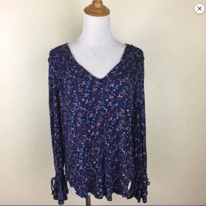 Lucky Brand Navy Floral Long Sleeve Tee